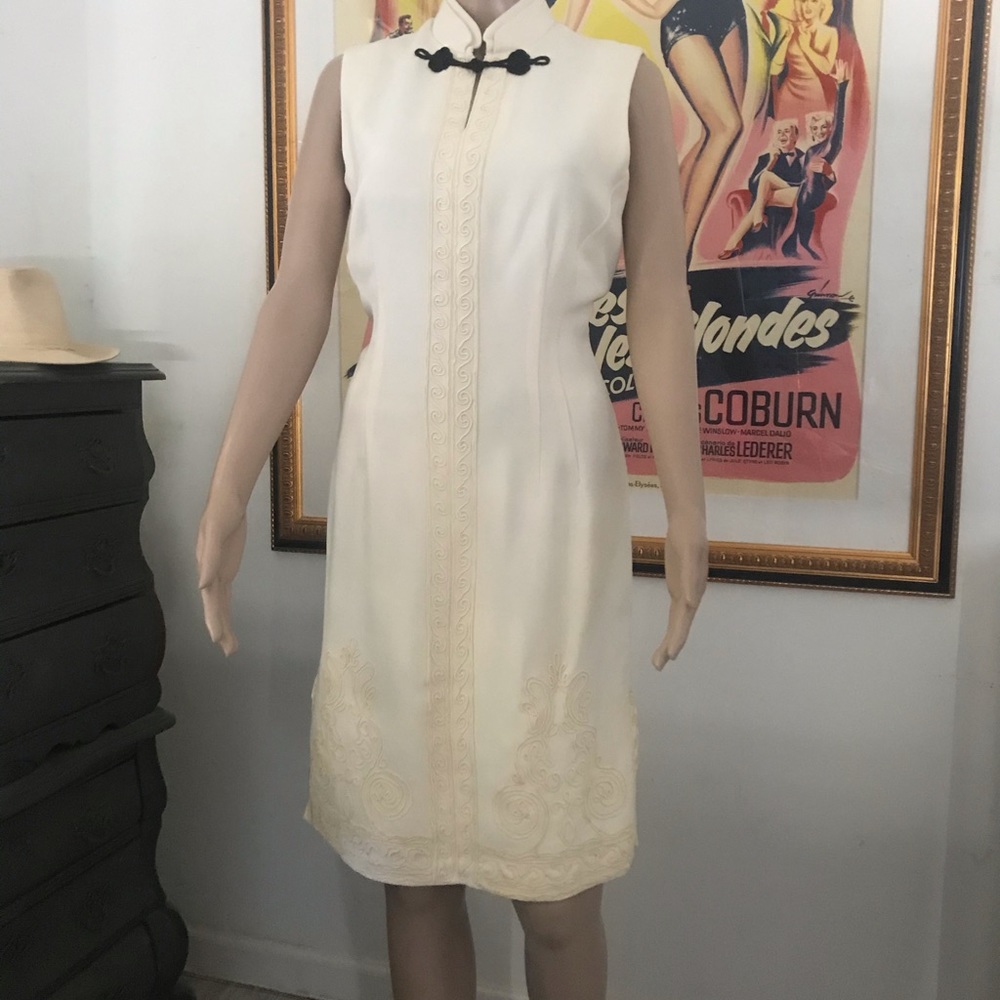 White vintage Asian inspired cocktail dress